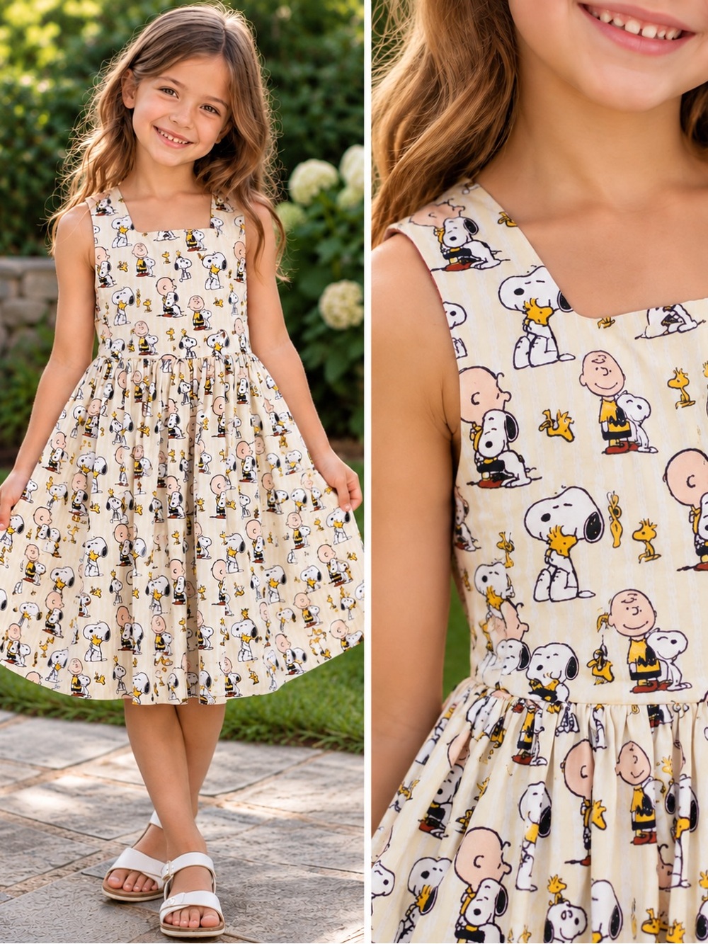 Vintage Girls Size 7/8 ? Peanuts Snoopy Novelty Print Jumper Dress Pinafore L8